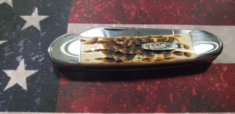 (image for) Case XX Amber Bone Peach Seed Jig Canoe Pocket Knife