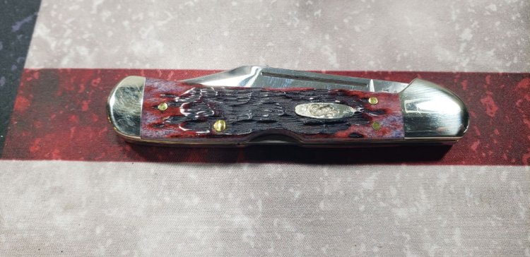 (image for) Case XX Crimson Red Bone Peach Seed Jig Mini CopperLock Pocket Knife