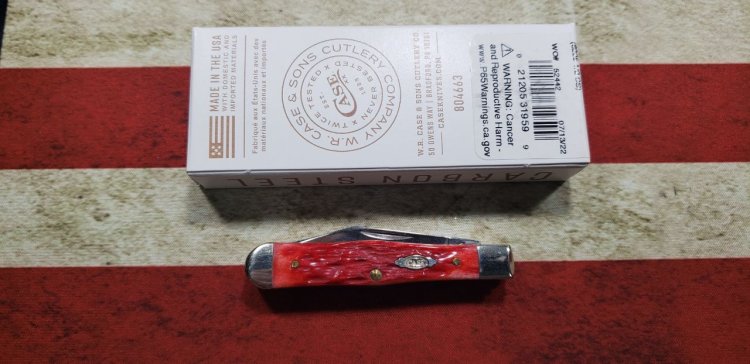 (image for) Case XX Dark Red Bone Peach Seed Jig Small Swell Center Jack Pocket Knife